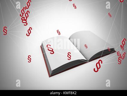 Symbole für 3D-Schnittsymbole und offenes Buch Stockfoto