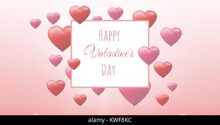 Alles Liebe zum Valentinstag Text und Bubbly Valentines Herzen mit leer Feld Stockfoto