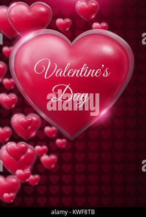 Valentinstag Text und glänzend sprudelnden Valentines Herzen Stockfoto