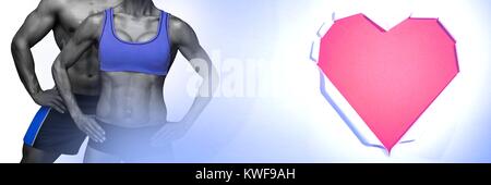 Sportliche Fitness-Studio Paar mit valentinstag Liebe Übergang Herz Stockfoto