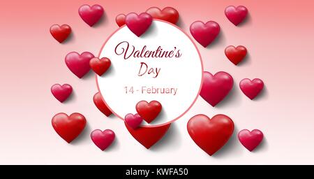Valentinstag Text und Bubbly Valentines Herzen mit leeren Kreis Stockfoto