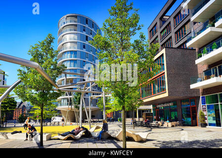 Vasco-da-Gama-Platz in der Hafenstadt Hamburg, Deutschland, Europa, Vasco-da-Gama-Platz in der Hafencity von Hamburg, Deutschland, Europa Stockfoto