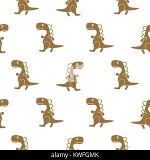 Dino einfache braune Farbe nahtlose Vektor Muster. Stock Vektor