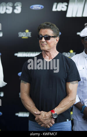 MALAGA, SPANIEN - 05. August: Kellan Lutz, Sylvester Stallone, Wesley Snipes, Antonio Banderas und Jason Statham nehmen an der Premiere von "Die Verschleißteile 3' am 5. August 2014 in Malaga, Spanien. Personen: Sylvester Stallone Stockfoto