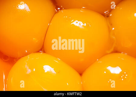 Close-up von rohem Eigelb Stockfoto