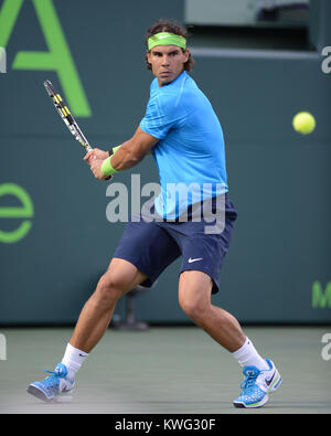 KEY BISCAYNE, FL - MÄRZ 25: Rafael Nadal Vs Radek Stepanek an der Sony Ericsson Open am Crandon Park Tennis Centre am 25. März 2012 in Key Biscayne, Florida. Personen: Rafael Nadal Stockfoto