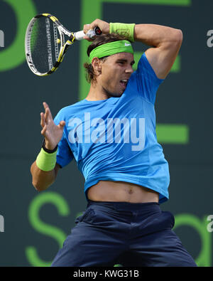 KEY BISCAYNE, FL - MÄRZ 25: Rafael Nadal Vs Radek Stepanek an der Sony Ericsson Open am Crandon Park Tennis Centre am 25. März 2012 in Key Biscayne, Florida. Personen: Rafael Nadal Stockfoto