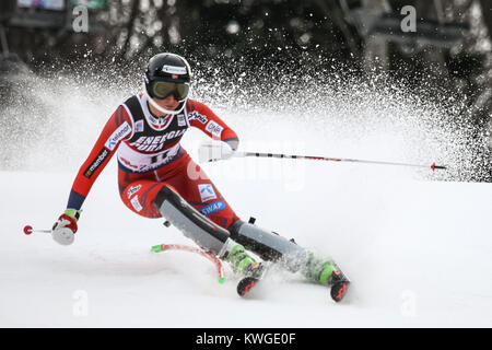 Zagreb, Kroatien. 03 Jan, 2018. Skjoeld Maren von Nor konkurriert während des Audi FIS Alpine Ski World Cup Frauen Slalom, Snow Queen Trophy 2018 in Zagreb, Kroatien. Credit: Goran Jakuš/Alamy leben Nachrichten Stockfoto