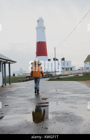 Portland Bill, Dorset. 3. Januar 2018 - Pfützen überall an der Portland Bill, nach Sturm Eleanor durch Übernachtkredit Pässe: stuart Hartmut Ost/Alamy leben Nachrichten Stockfoto