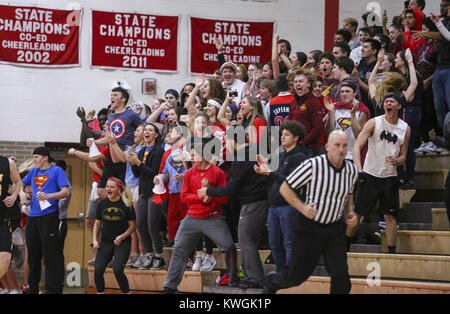 Davenport, Iowa, USA. 8 Dez, 2017. Davenport West Fans jubeln im vierten Quartal ihr Spiel an Davenport West High School am Freitag, 8. Dezember 2017. Credit: Andy Abeyta/Viererkabel - Zeiten/ZUMA Draht/Alamy leben Nachrichten Stockfoto