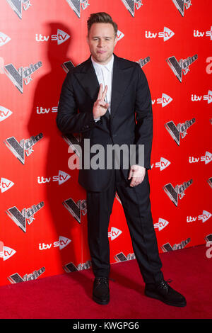 London, Großbritannien. 3 Jan, 2018. Ollie Murs besucht die Einführung der Voice UK 2018 Pressevorstellung auf ITV Credit: ZUMA Press, Inc./Alamy leben Nachrichten Stockfoto