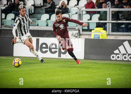 Turin, Italien. 03 Jan, 2018. Alejandro Berenguer (Torino FC) während der Tim Cup Fußballspiel FC Juventus Turin FC vs. Juventus Turin gewann 3-0 in Turin, Italien, Allianz Stadion, 3. Januar 2017. Credit: Alberto Gandolfo/Alamy leben Nachrichten Stockfoto