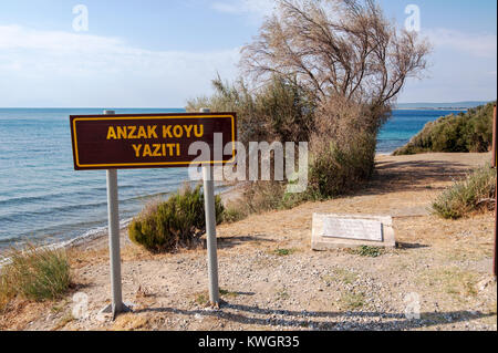 Panorama der Friedhof Strand am Anzac Cove in Gallipoli Gelibolu canakkale Türkei Strand Friedhof. Stockfoto