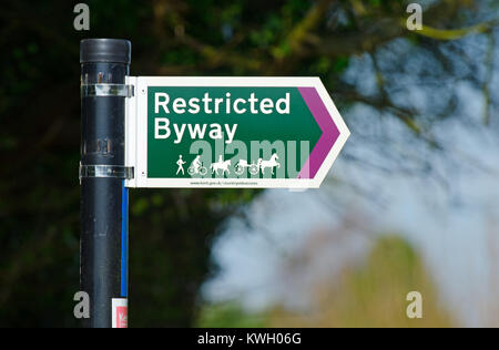 Boughton Monchelsea Dorf, Kent, England. Eingeschränkte Byway Zeichen Stockfoto