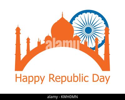 Happy Tag der Republik Indien. Am 26. Januar. Ashoka Chakra. Vector Illustration Stock Vektor