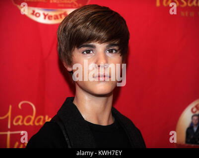 NEW YORK - 15. März: Justin Bieber stellt seine Wachs arbeiten bei Madame Tussauds am 15. März 2011. Am 15. März 2011 in New York City People: Justin Bieber Stockfoto