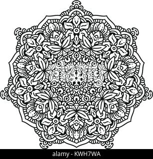 Schwarz und Weiß mandala Vektor isoliert auf Weiss. Vektor Hand gezeichnet Rundschreiben dekoratives Element. Stock Vektor