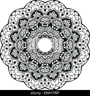 Schwarz und Weiß mandala Vektor isoliert auf Weiss. Vektor Hand gezeichnet Rundschreiben dekoratives Element. Stock Vektor