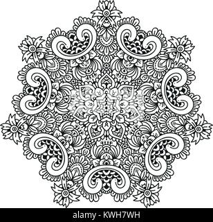 Schwarz und Weiß mandala Vektor isoliert auf Weiss. Vektor Hand gezeichnet Rundschreiben dekoratives Element. Stock Vektor