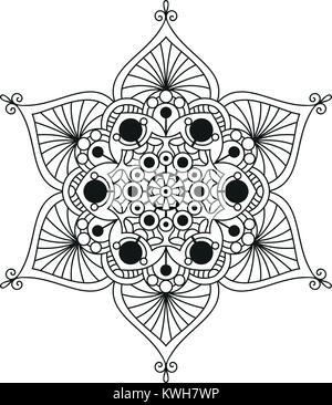 Schwarz und Weiß mandala Vektor isoliert auf Weiss. Vektor Hand gezeichnet Rundschreiben dekoratives Element. Stock Vektor