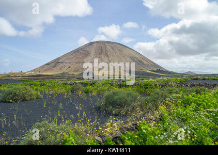 Groß Lava Hügel auf Lanzarote. Die Natur und der Himmel. Reisen Foto. Sommer 2015. Stockfoto