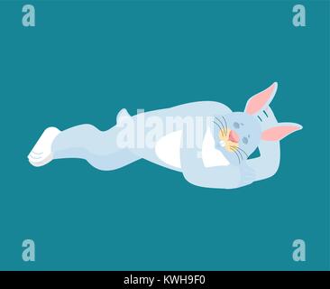 Kaninchen schlafen. Hase schlafend Emotionen. Tier schlummert. Vector Illustration Stock Vektor