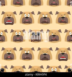 Hund Kopf Muster. Pet-Hintergrund. Ornament Gesicht Bulldogge. Vector Illustration Stock Vektor