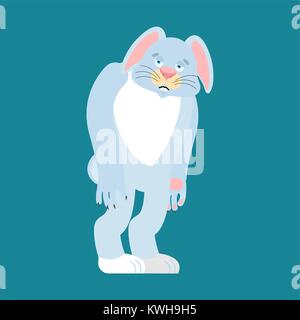 Kaninchen traurig. Hase sorrowfu. Tier langweilig. Vector Illustration Stock Vektor