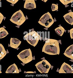 Hund Kopf Muster. Pet-Hintergrund. Ornament Gesicht Bulldogge. Vector Illustration Stock Vektor