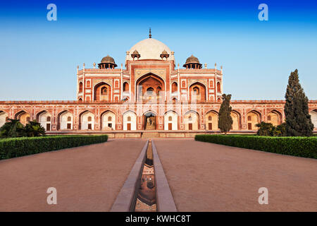 Humayuns Grab ist eines der beliebtesten touristischen Reiseziele in Delhi, Indien. Stockfoto