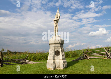 Die 132 Pennsylvania Volunteer Infantry Denkmal, Antietam National Battlefield, Maryland, USA. Stockfoto