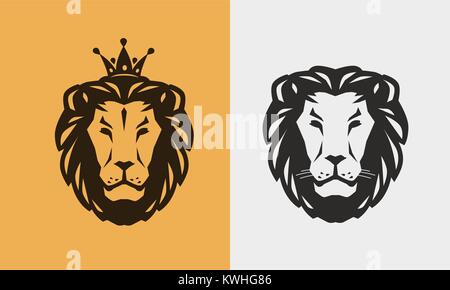 Lion Logo oder Emblem. Tier- und Pflanzenwelt. Vector Illustration Stock Vektor