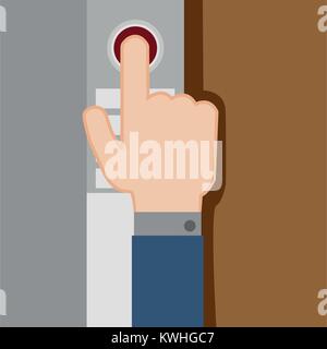 Drücken der Taste Hand Geste Vector Illustration Graphic Design Stock Vektor