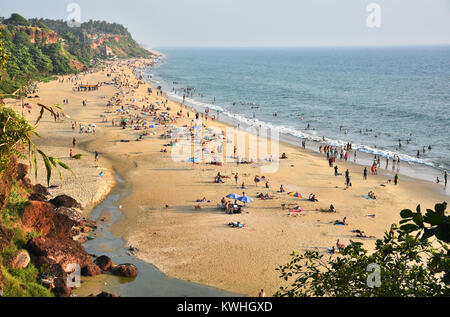 Varkala Beach, Kerala, Indien. Dieser Strand attraccts viele westliche Touristen. Stockfoto