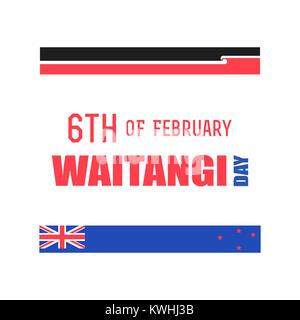 Maori, Neuseeland Flagge. Neuseeland Waitangi Day am 6. Februar. Stock Vektor