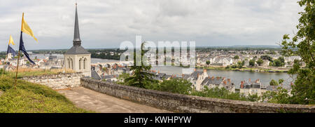 Anzeigen von Saumur und die Loire, Saumur, Frankreich, Europa. Stockfoto