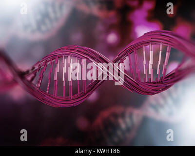 Digitale Illustration eines DNA-Modell, das auf wissenschaftlichen Hintergrund. 3D-Rendering Stockfoto
