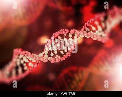 Digitale Illustration eines DNA-Modell, das auf wissenschaftlichen Hintergrund. 3D-Rendering Stockfoto