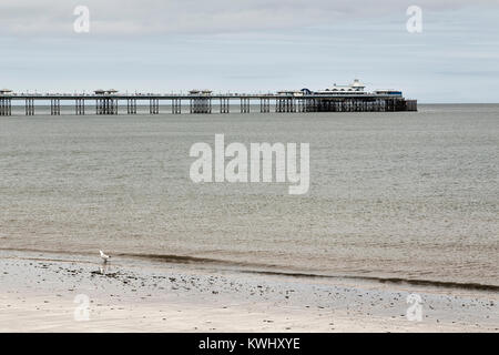 Ein Bild von Llandudno Pier den längsten Pier in Wales in die Bucht von Llandudno schoß, Conwy, North Wales, UK Stockfoto