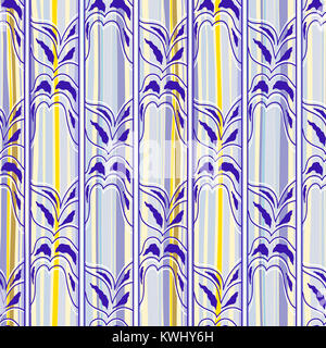 Florale nahtlose Muster Hintergrund. Ornament mit stilisierten Blätter und Streifen Stockfoto