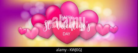 Karte Valentines Tag realistische Herz Stock Vektor