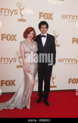 LOS ANGELES, Ca - 18. SEPTEMBER: Christina Hendricks Geoffrey Arend besucht die 63. Primetime Emmy Awards am 18. September 2011 in Los Angeles, United States. Personen: Christina Hendricks Geoffrey Arend Stockfoto