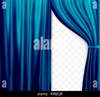 Naturalistische Bild der Vorhang, öffnen Sie die Vorhänge blaue Farbe auf transparentem Hintergrund. Vector Illustration. Stock Vektor