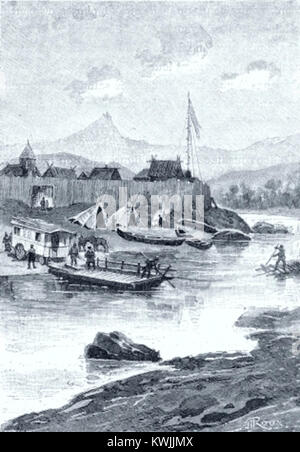 Illustration von George Roux für Jules Vernes Roman „César Cascabel“ mit detaillierten Gravuren aus dem 19. Jahrhundert, die in literarischen Publikationen verwendet wurden. Stockfoto