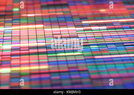 3D-Darstellung einer Methode der farbigen DNA-Sequenzierung. Stockfoto