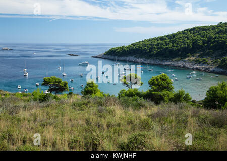 Insel Lopud, Šunj, Anchorage, Kroatien Stockfoto