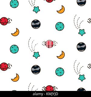 Doodles kosmischen nahtlose Vektor Muster. Stock Vektor