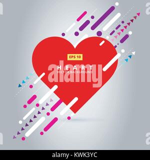 Geometrische Muster, Herzform Rahmen mit abstrakten Hintergrund für Broschüre, Flyer oder Präsentationen Design, Vector Illustration, Valentinstag, Kopieren sp Stock Vektor