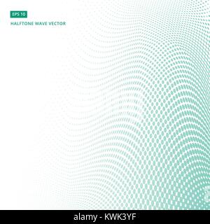 Grün pastell Color wave Halftone auf weißem Hintergrund mit Kopie Raum, Vektor, Abbildung Stock Vektor