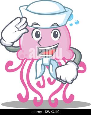 Sailor cute Quallen Charakter Cartoon Stock Vektor